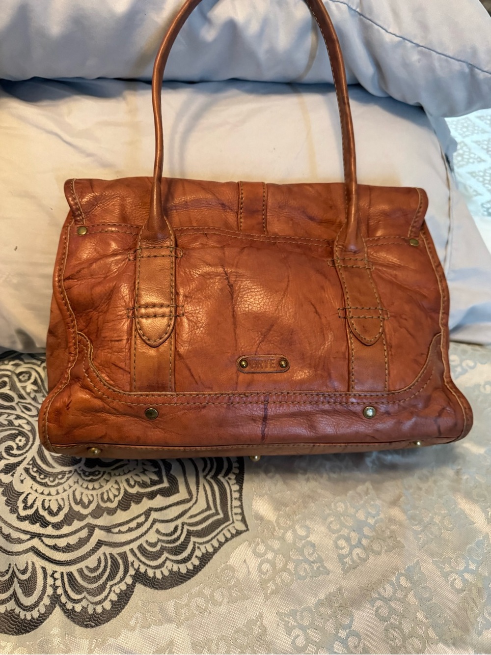 Vintage Frye Campus Leather Satchel/Handbag in Camel Brown - Picture 9 of 15